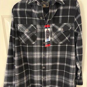 Black and Gray Plaid Button-Up Shirt